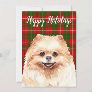 Cartes Pour Fêtes Annuelles Pomeranian aquarelle personnalisé