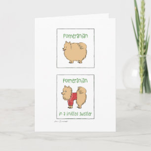 Cartes Pour Fêtes Annuelles Poméranien dans un chandail nue Noël drôle