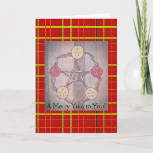 Cartes Pour Fêtes Annuelles Pomme Pentacle tranche Yule Rouge Plaid