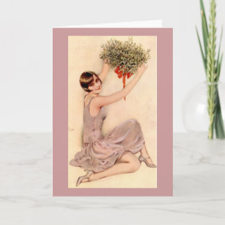 Cartes Pour Fêtes Annuelles Pommeau avec tristletoe