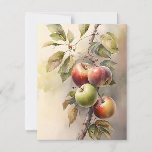 Cartes Pour Fêtes Annuelles Pommes de chute dans les aquarelles