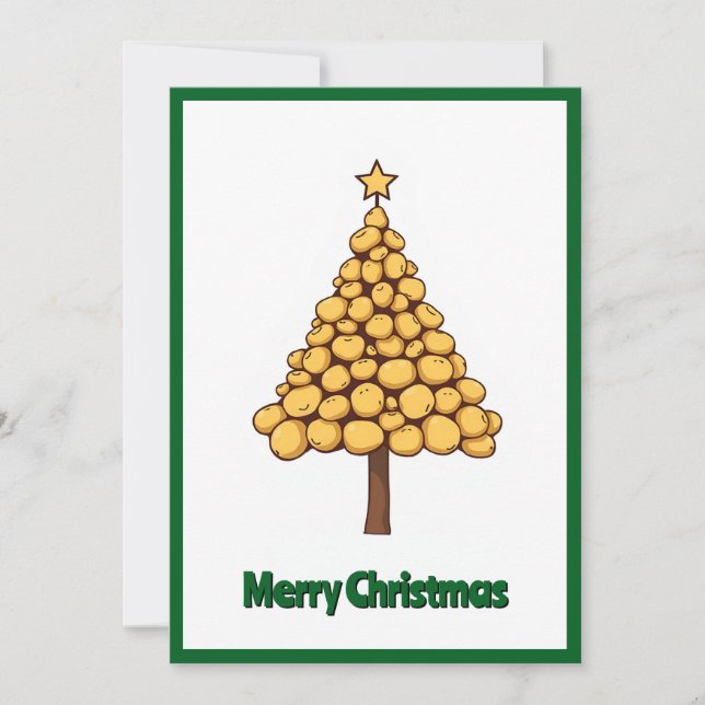 Cartes Pour Fêtes Annuelles Pommes de terre uniques et tendance Joyeux sapin d (Devant)