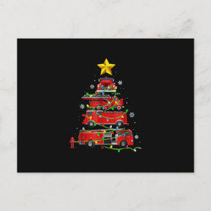 Cartes Pour Fêtes Annuelles Pompier Camion Arbre de Noël Hommes Femmes
