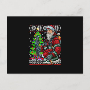 Cartes Pour Fêtes Annuelles Pompier Père Noël Feu Costume Feu Vilain