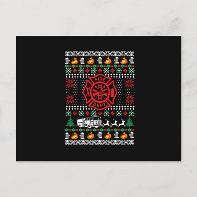 Cartes Pour Fêtes Annuelles Pompier Service d'Incendie Noël dégueu Drôle de No (Devant)