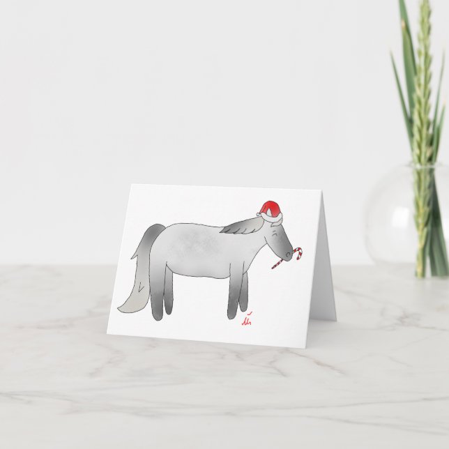 Cartes Pour Fêtes Annuelles Poney de menthe poivrée de Noël (Devant)