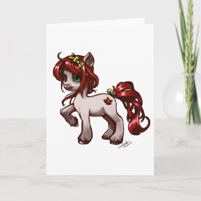 Cartes Pour Fêtes Annuelles Poney de poinsettia (Devant)