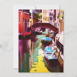 Cartes Pour Fêtes Annuelles Pont Canal vintage Venise Aquarelle de voyage