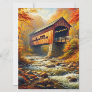 Cartes Pour Fêtes Annuelles pont couvert classique d'automne