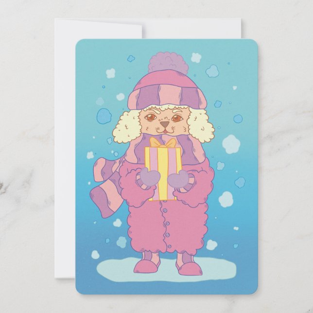 Cartes Pour Fêtes Annuelles Poodle de Noël (Devant)