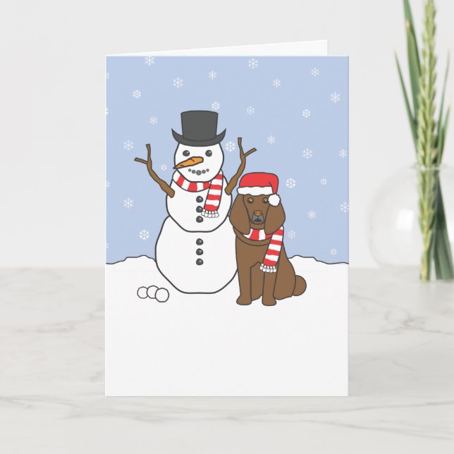 Cartes Pour Fêtes Annuelles Poodle et Snowman (Devant)