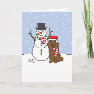 Cartes Pour Fêtes Annuelles Poodle et Snowman