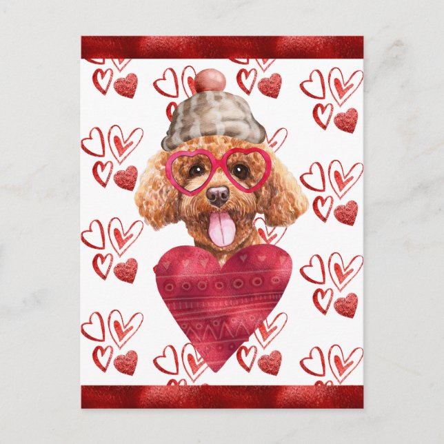 Cartes Pour Fêtes Annuelles Poodle Hearts Amoureux des chiens Valentine Cadeau (Devant)