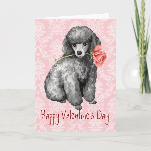 Cartes Pour Fêtes Annuelles Poodle miniature Rose Valentine (Devant)