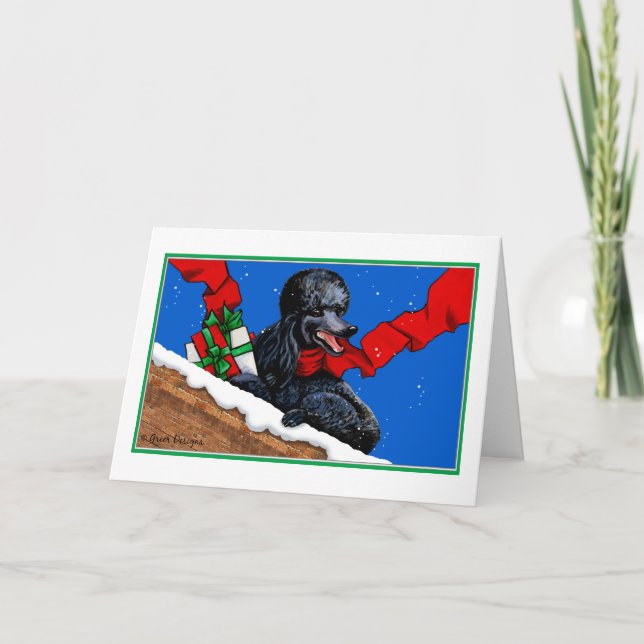 Cartes Pour Fêtes Annuelles Poodle noir en forfaits Noël Art (Devant)