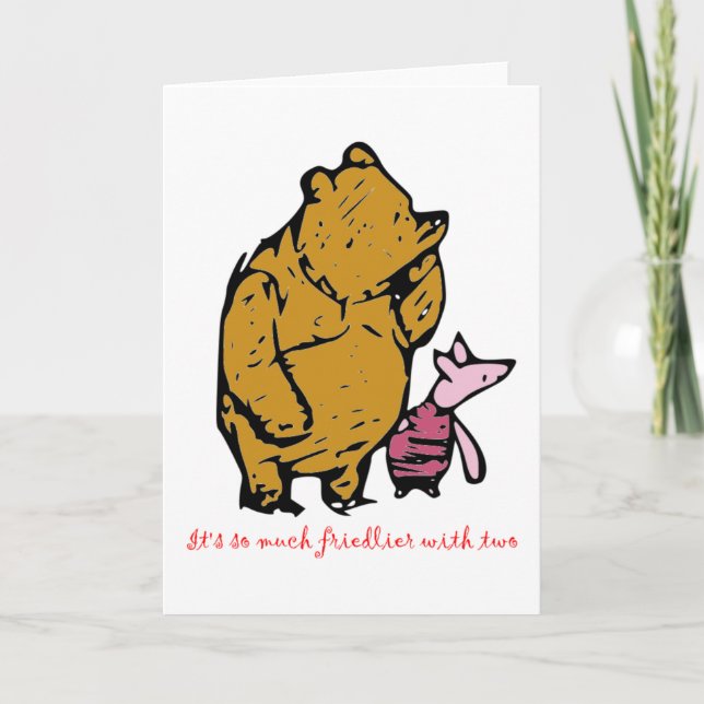 Cartes Pour Fêtes Annuelles Pooh et Piglet (Devant)