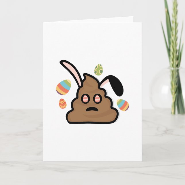 Cartes Pour Fêtes Annuelles Poop Emoji Lapin Pâques Oreilles Drôle (Devant)