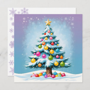 Cartes Pour Fêtes Annuelles Pop Art Cartoon Arbre de Noël Ornements colorés