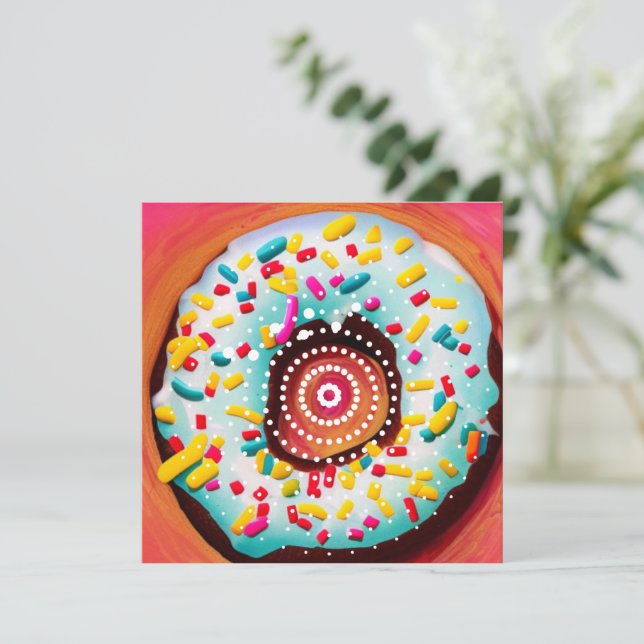 Cartes Pour Fêtes Annuelles Pop Art Donut (Debout devant)