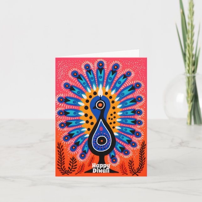 Cartes Pour Fêtes Annuelles Pop Art Festival des lumières : Diwali Peacock (Devant)