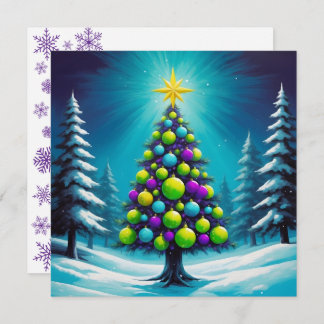 Cartes Pour Fêtes Annuelles Pop Art Noël avec Neon Vert Bleu pourpre