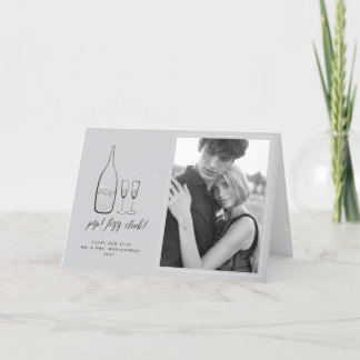Cartes Pour Fêtes Annuelles Pop Fizz Clink Style Champagne Argent Chic Photo