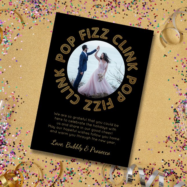Cartes Pour Fêtes Annuelles Pop moderne Fizz Clink Typographie Bonne année (Créateur téléchargé)