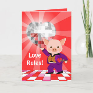Cartes Pour Fêtes Annuelles Porc de disco de Valentine
