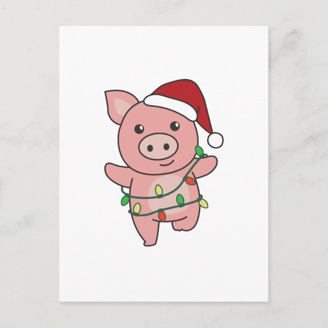 Cartes Pour Fêtes Annuelles Porc de Noël Animaux d'hiver Porcs (Devant)