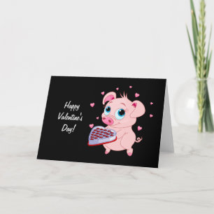 Cartes Pour Fêtes Annuelles Porc mignon de Valentine