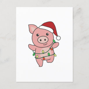 Cartes Pour Fêtes Annuelles Porc Noël Animaux d'hiver Porcs