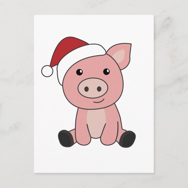 Cartes Pour Fêtes Annuelles Porc Noël Neige Animaux de l'hiver Porcs (Devant)