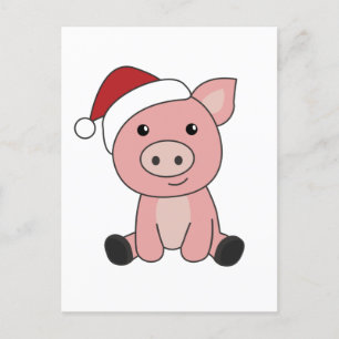 Cartes Pour Fêtes Annuelles Porc Noël Neige Animaux Hiver Cochons