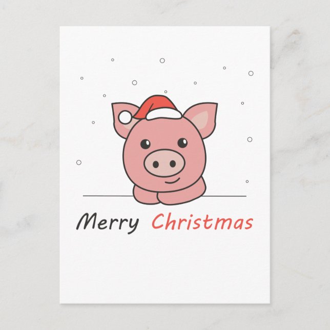 Cartes Pour Fêtes Annuelles Porc Noël Neige Hiver Animaux Porcs (Devant)
