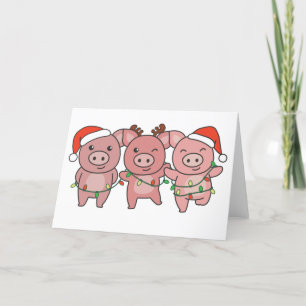 Cartes Pour Fêtes Annuelles Porc Noël Noël Animaux Jolies Porcs Vacances 