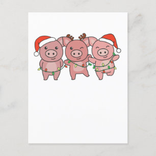 Cartes Pour Fêtes Annuelles Porcs de Noël Animaux de Noël Cochons Mignons