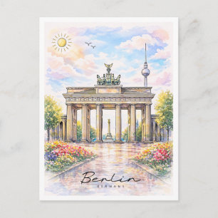 Cartes Pour Fêtes Annuelles Porte de Brandebourg à Berlin, aquarelle   Allemag