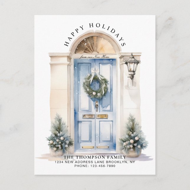Cartes Pour Fêtes Annuelles Porte de Noël blanche moderne Nouvelle maison démé (Devant)