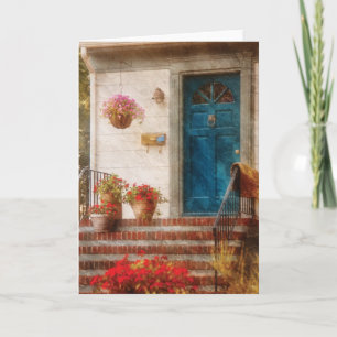 Cartes Pour Fêtes Annuelles Porte - Porte avant bleue
