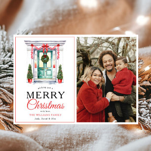 Cartes Pour Fêtes Annuelles Porte rouge moderne Joyeux Noël Photo