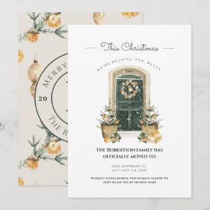 Cartes Pour Fêtes Annuelles Porte verte chic Annonce de nouvelle maison saison