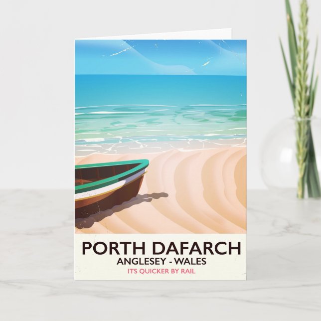 Cartes Pour Fêtes Annuelles Porth Dafarch, affiche de plage galloise anglesey (Devant)