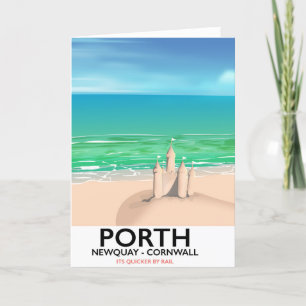 Cartes Pour Fêtes Annuelles Porth Newquay Sandcastle imprimé voyage