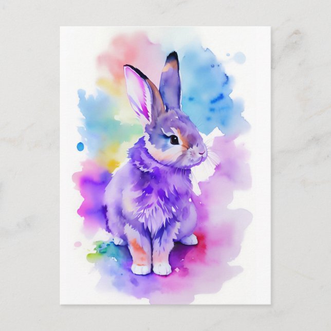Cartes Pour Fêtes Annuelles Portrait d'aquarelle de lapin 2 (Devant)