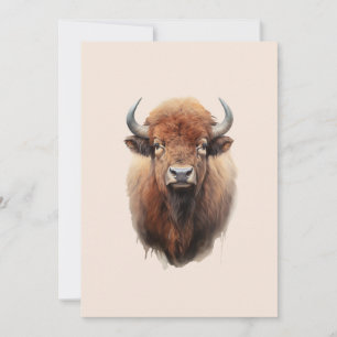 Cartes Pour Fêtes Annuelles Portrait de bison aquarelle
