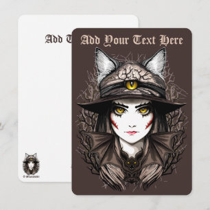 Cartes Pour Fêtes Annuelles Portrait de chat sorcière Halloween effrayant mign