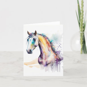 Cartes Pour Fêtes Annuelles Portrait de cheval en Aquarelles & Stylo