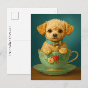 Cartes Pour Fêtes Annuelles Portrait de chien de compagnie caniche moderne Ros