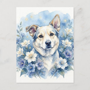 Cartes Pour Fêtes Annuelles Portrait de chien floral botanique à l'aquarelle