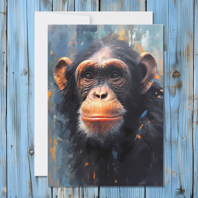 Cartes Pour Fêtes Annuelles Portrait de chimpanzé (Créateur téléchargé)